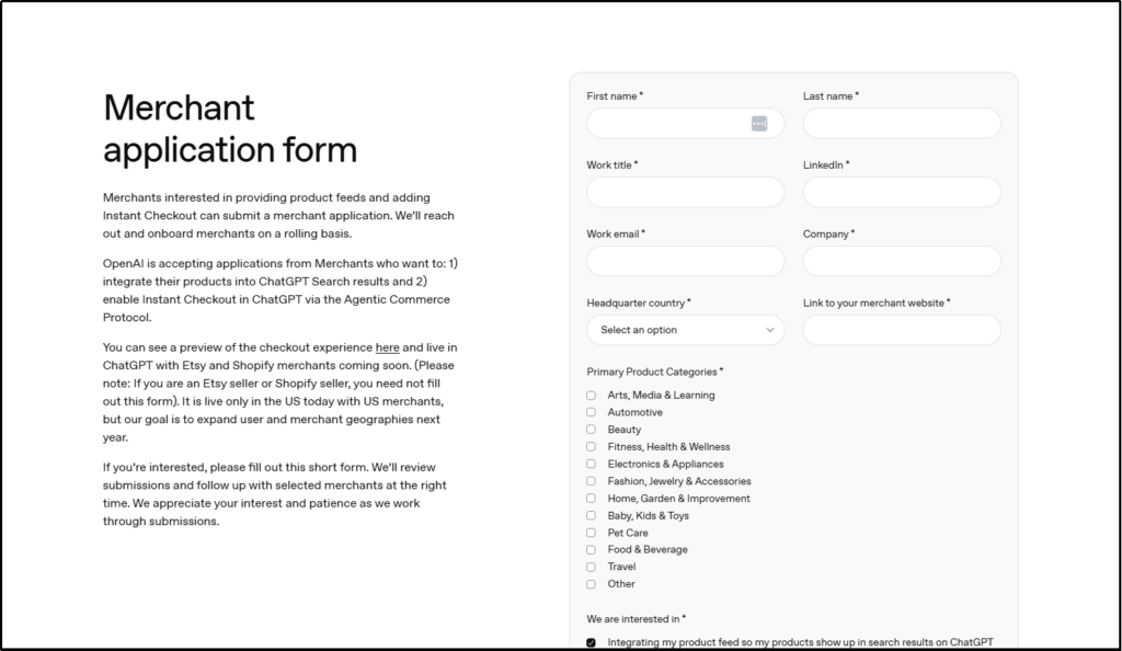 Merchant Application Form